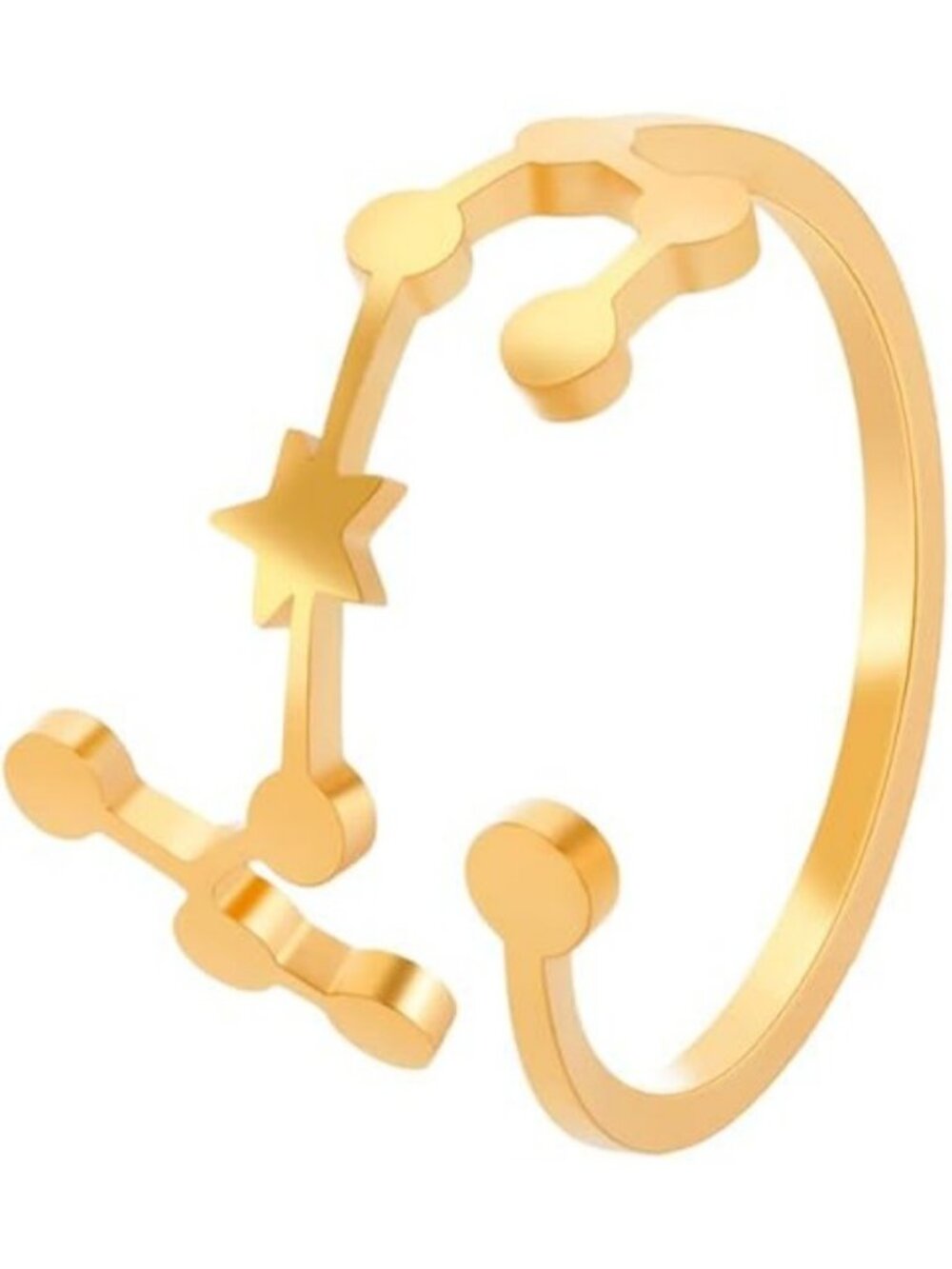 Scorpio Gold Adjustable Zodiac Sign Constellation Stainless Steel Ring